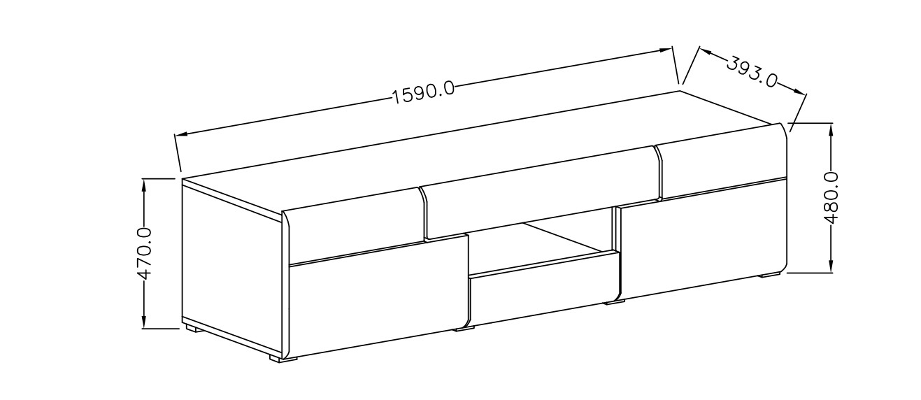 TV komoda TOLEDO Šedá - Dub Grandson