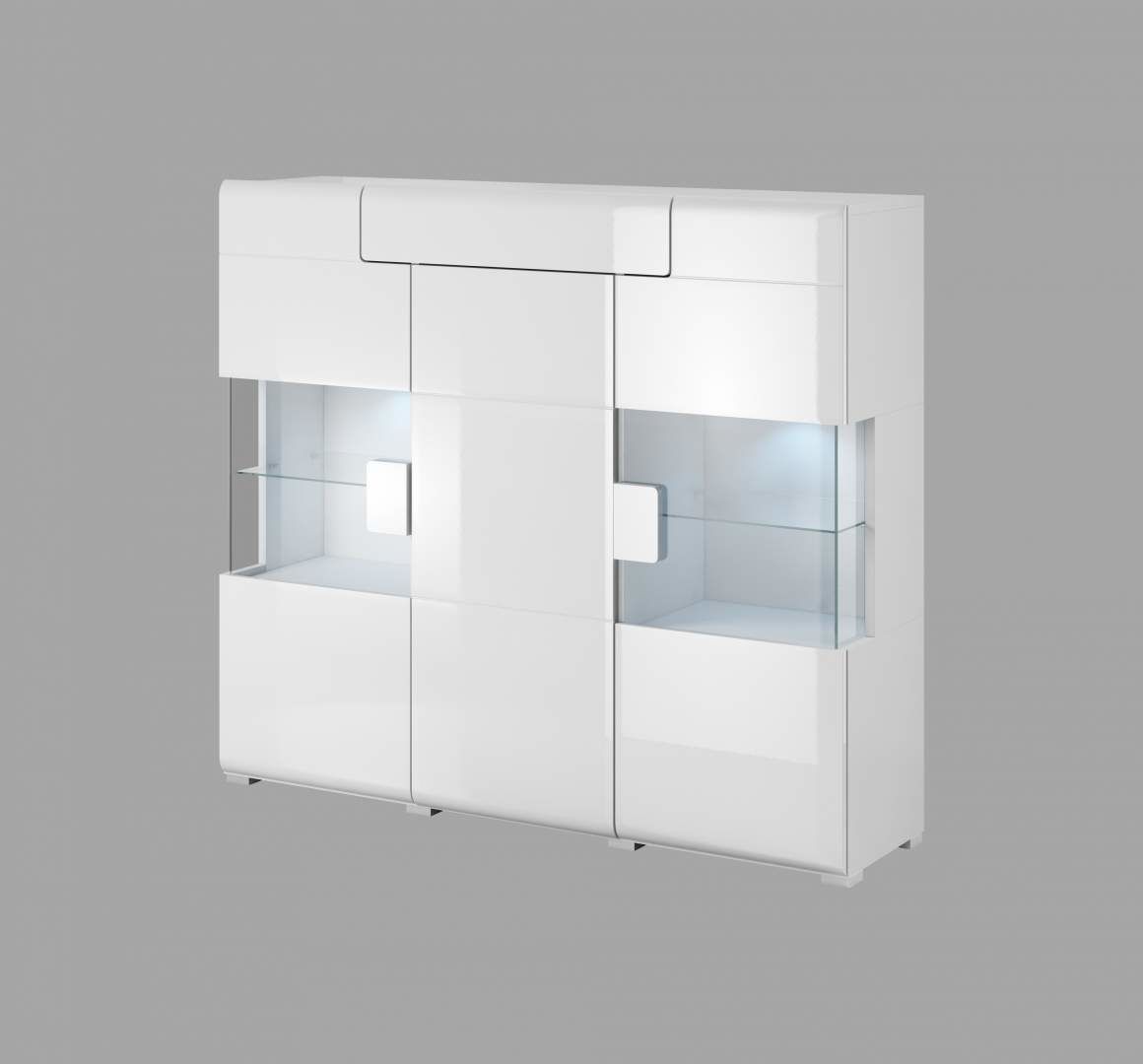 Vitrína II TOLEDO Bílá/ bílý lesk