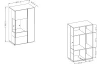 Vitrína II levá SILKE Bílá - Colorado Beton