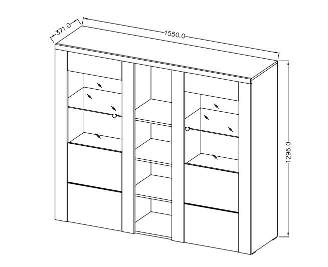 Vitrína III LARONA Saténový ořech