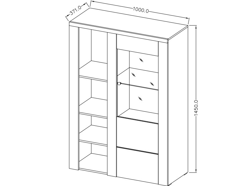 Vitrína II LARONA Saténový ořech