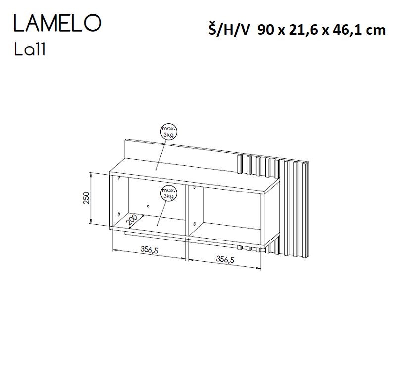 Závěsná police LAMELO 11