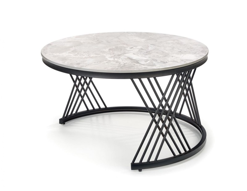 Set Konferenčních stolků FLAMINGO šedý mramor/černá