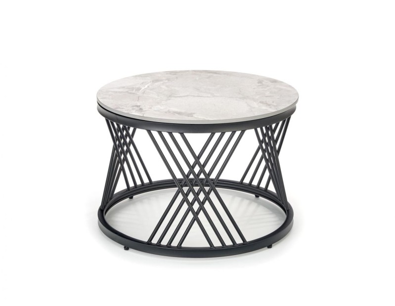 Set Konferenčních stolků FLAMINGO šedý mramor/černá