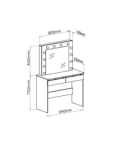 Toaletní stolek HOLLYWOOD DUB ARTISAN
