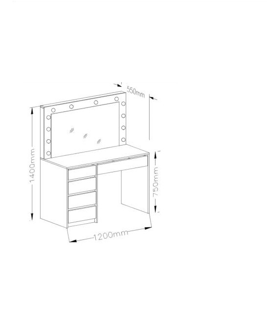 Toaletní stolek HOLLYWOOD XL DUB ARTISAN