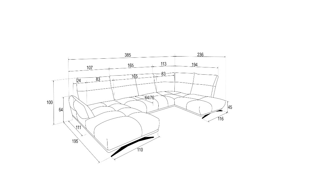Sedací souprava GIOVANI do U
