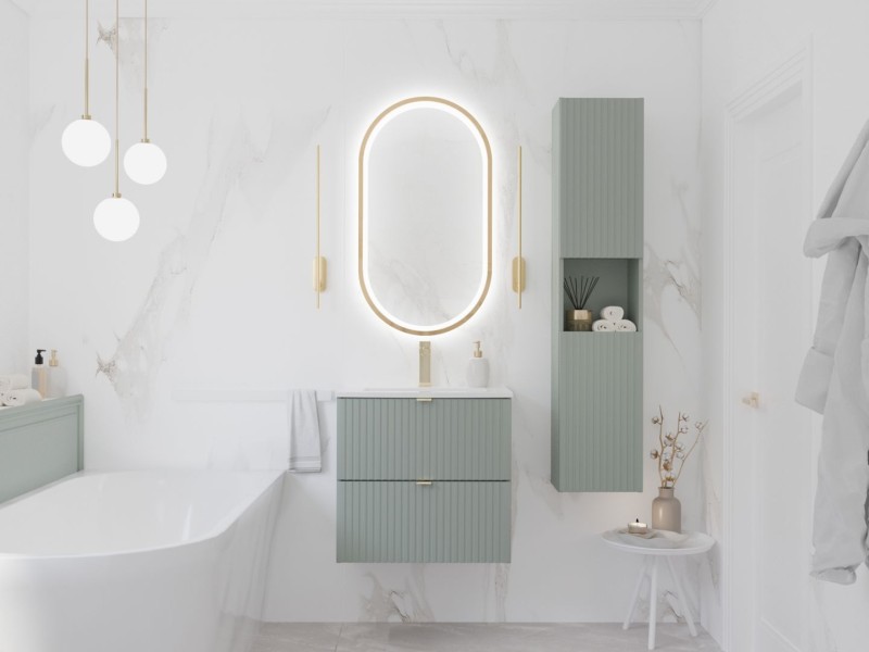 Koupelnová skříňka LINE ŠALVĚJ 82-60 2D - pod umyvadlo 60