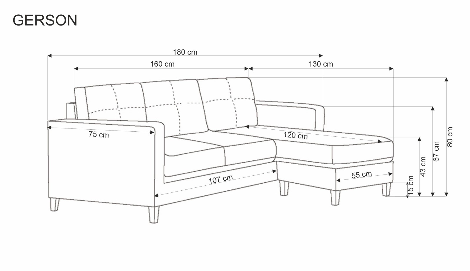 Pohovka s taburetem GERSON šedá