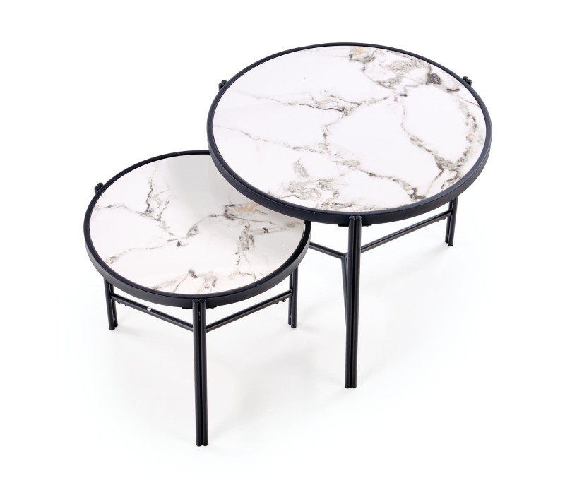 Set konferenčních stolků FATIMA  bílá/černá