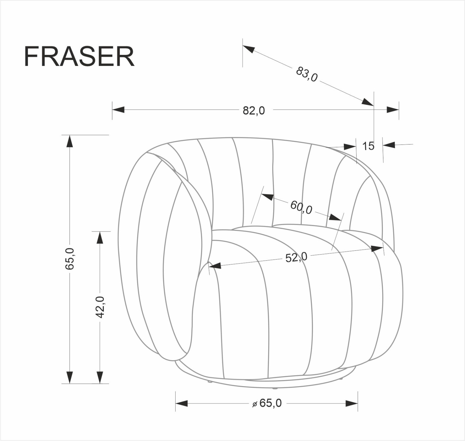 Křeslo FRASER krémové