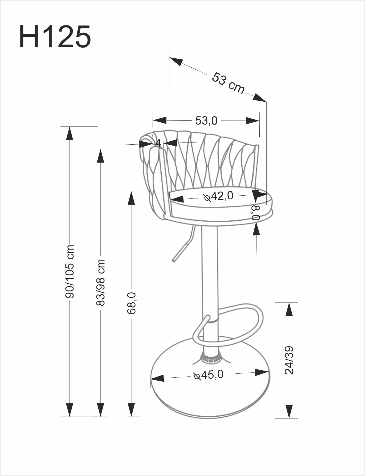Barová židle H-126 šedá