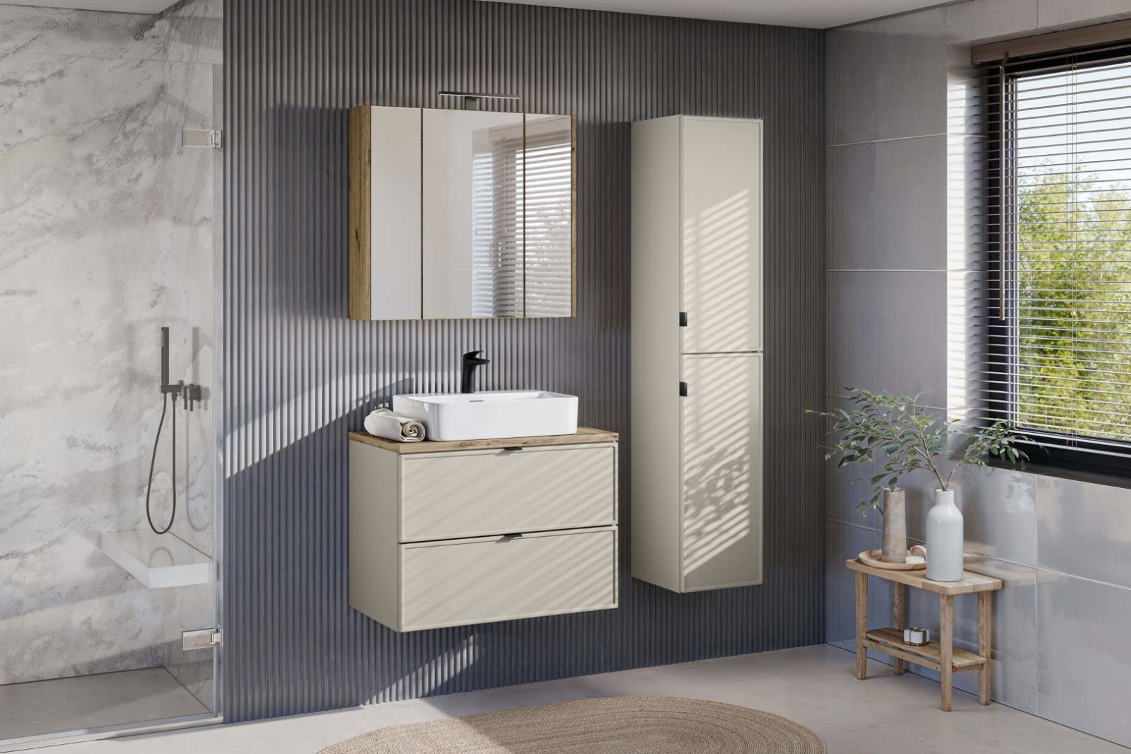 Koupelnová skříňka BELA KAŠMÍR 80-35-2D - vysoká