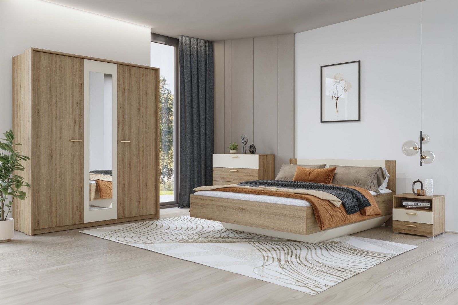 VERTA ložnice - divoký dub/béžová