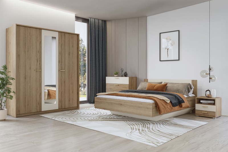 VERTA ložnice - divoký dub/béžová