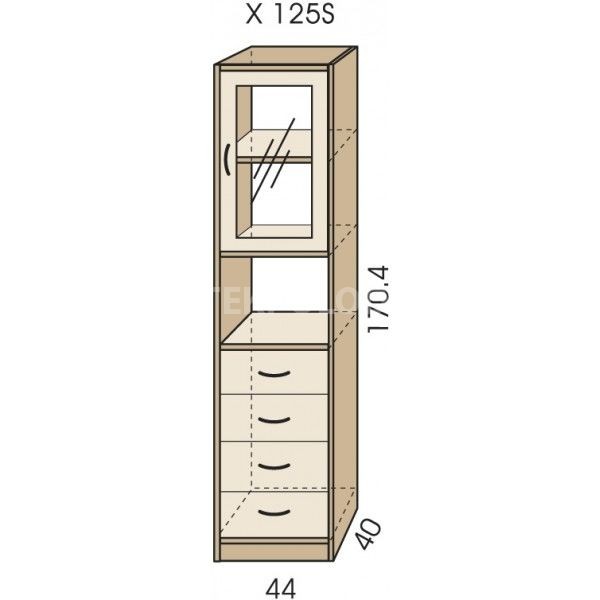 Regál se zásuvkami JIM 5 X 125S