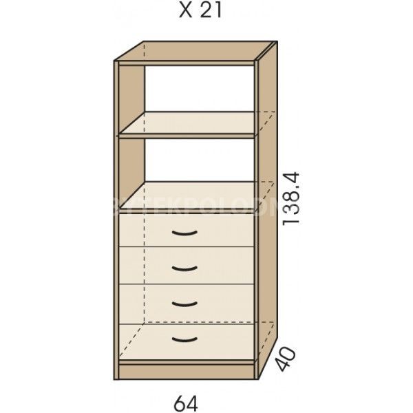 Regál se zásuvkami JIM 5 X 21