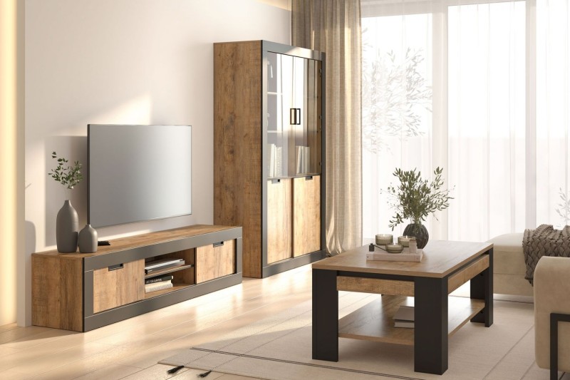 Obývací pokoj TEODOR dub samdal/černý mat