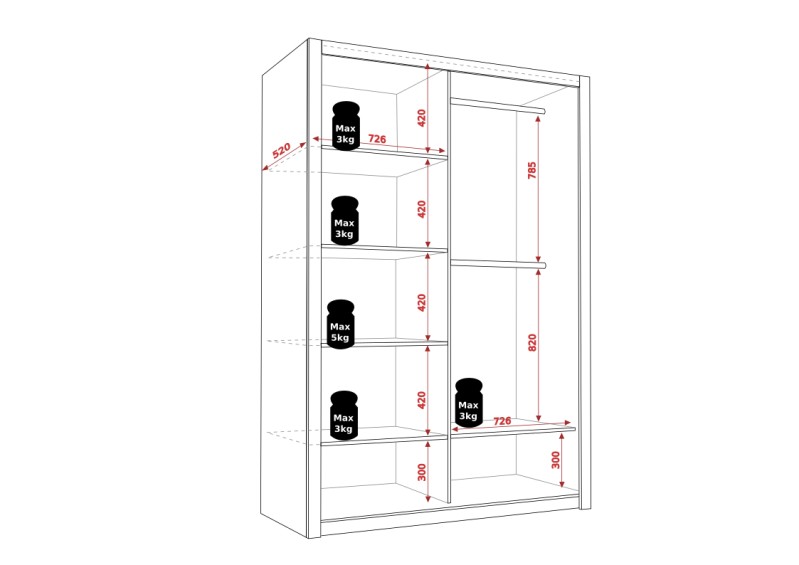 Posuvná šatní skříň BONNO 150