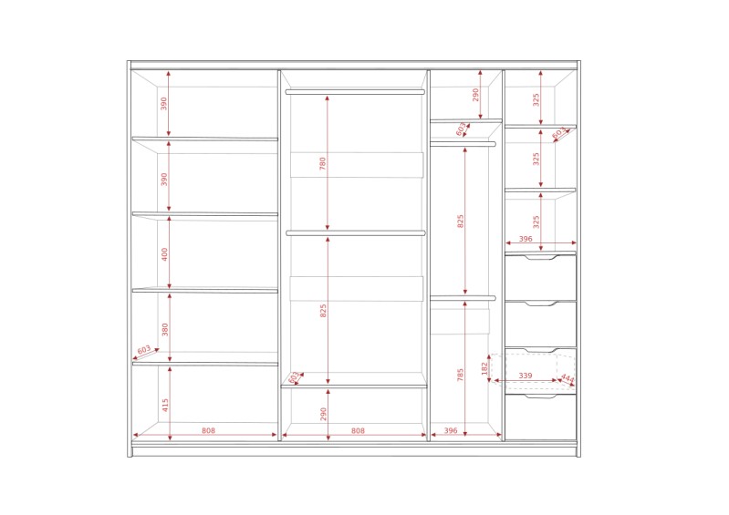 Posuvná šatní skříň DANVER 250 D-13