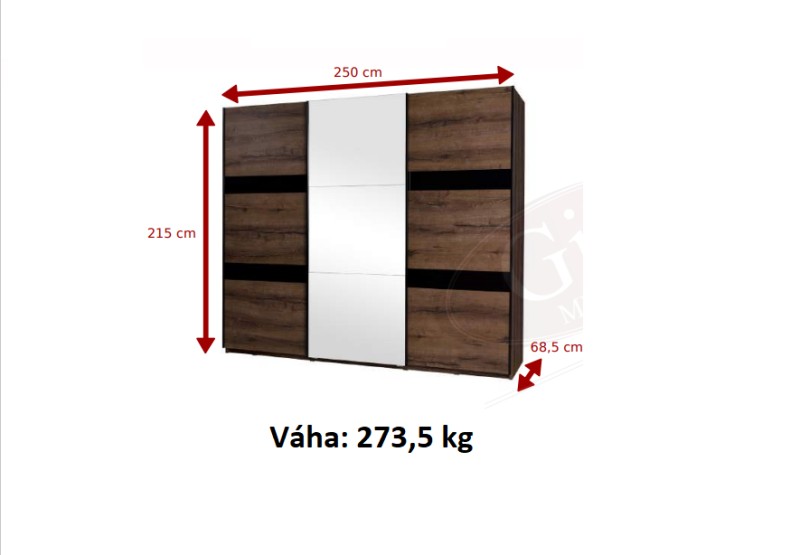 Posuvná šatní skříň DANVER 250 D-13
