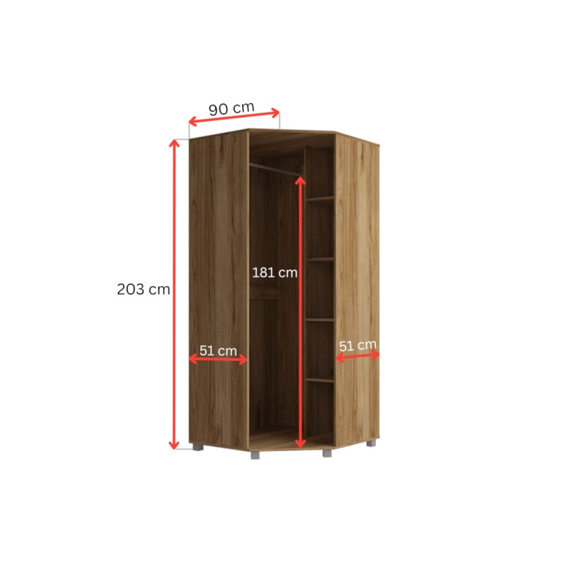 Rohová šatní skříň MAT34