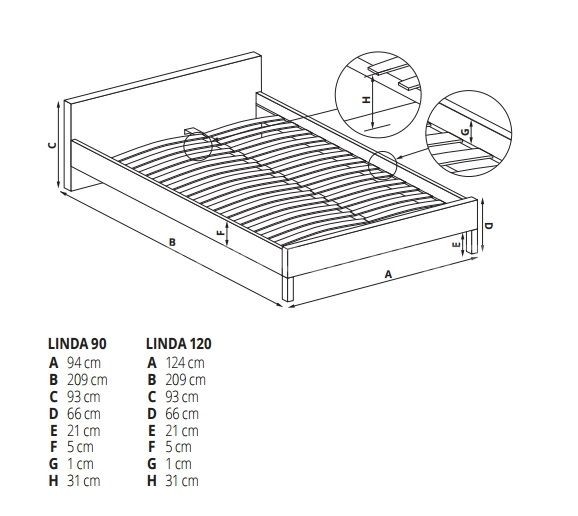Stylová postel LINDA 90