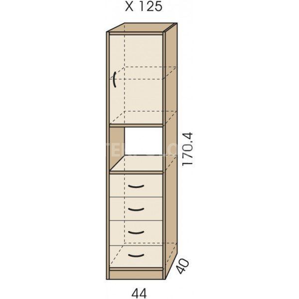 Regál se zásuvkami JIM 5 X 125