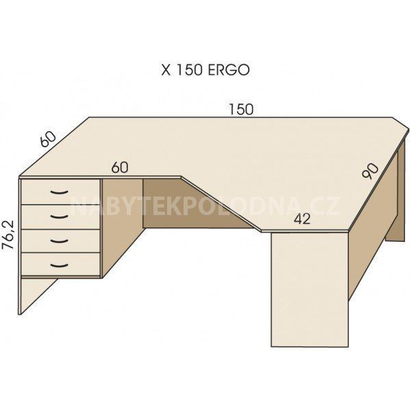Psací stůl JIM 5 X 150 ERGO