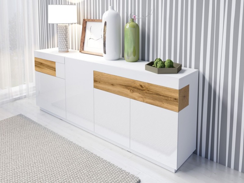 Komoda I SILKE Bílá - Dub Wotan