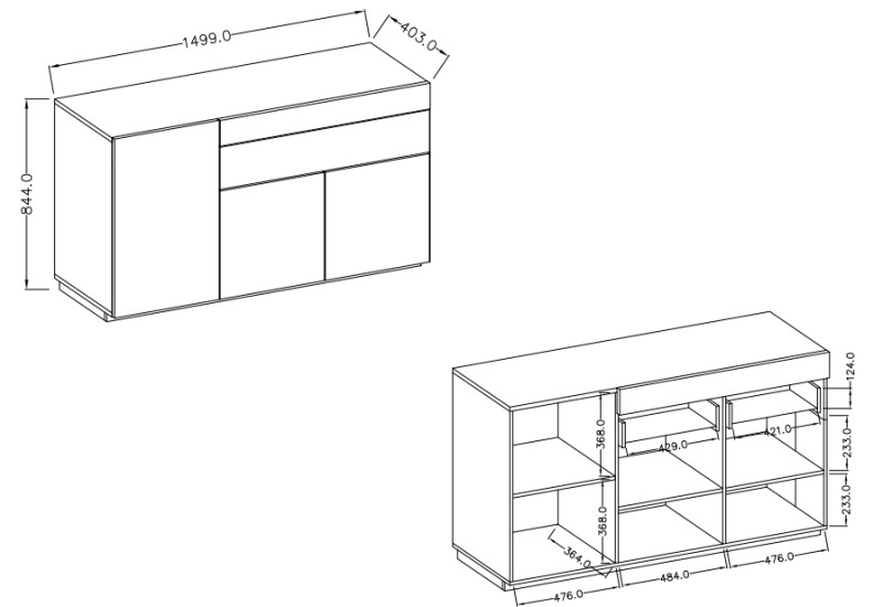 Komoda II SILKE Bílá - Dub Wotan
