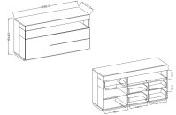 Komoda III SILKE Bílá - Dub Wotan