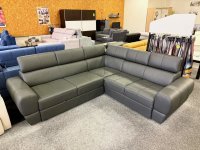 Sedací souprava VENNTO 2 - tm. šedá kůže - VÝSTAVNÍ KUS