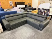 Sedací souprava VENNTO 2 - tm. šedá kůže - VÝSTAVNÍ KUS