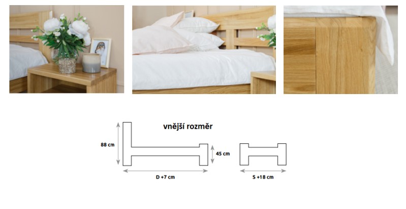 Manželská postel z masivu LK211 dub