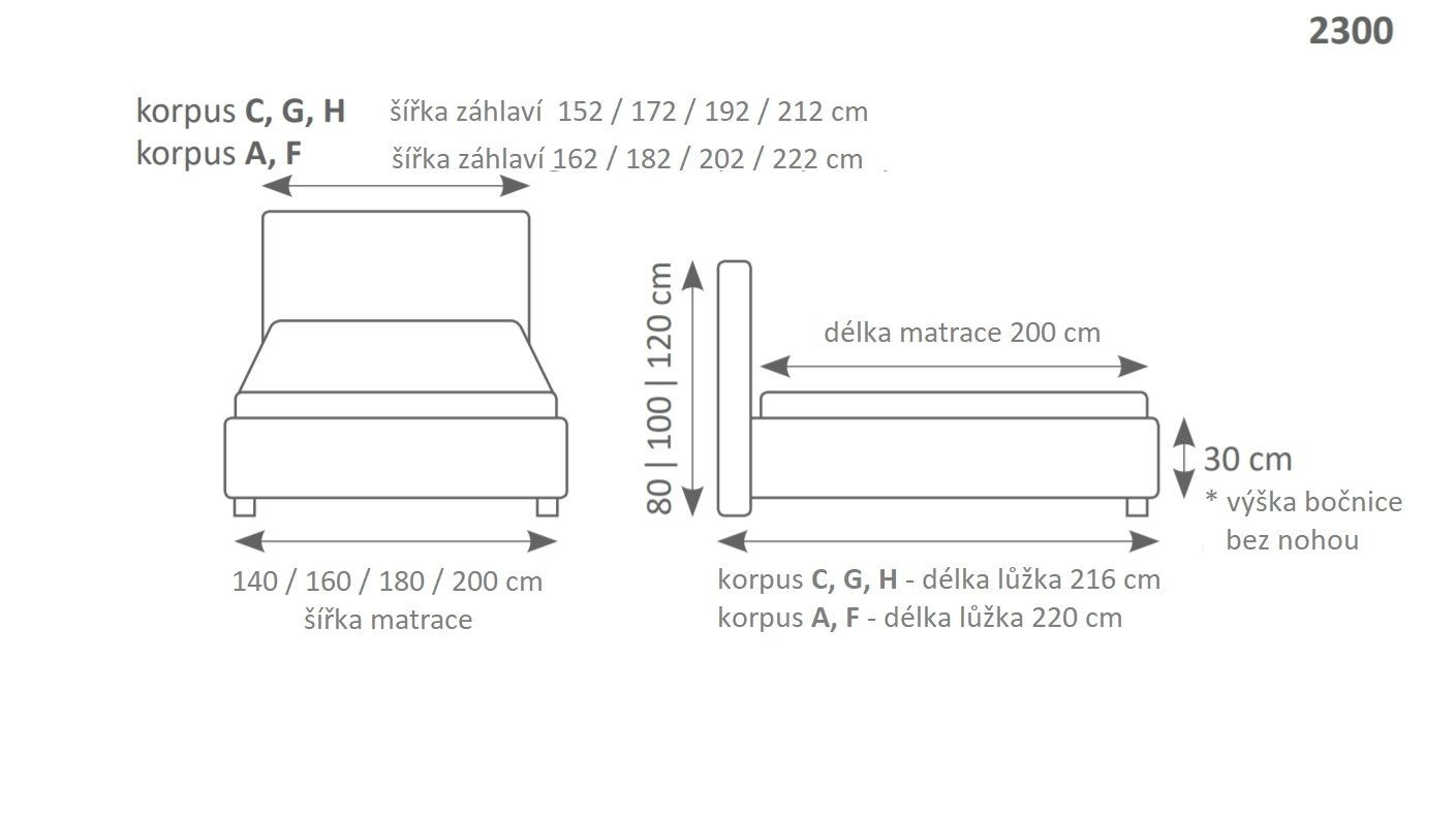 Manželská postel MINI-MAX 2300
