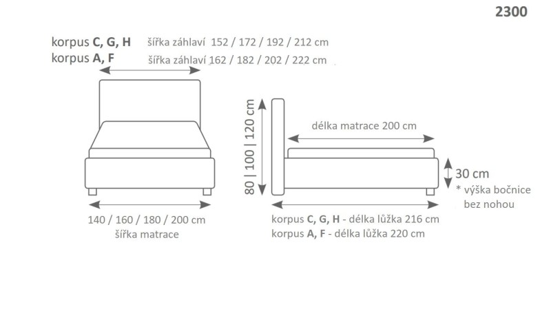 Manželská postel MINI-MAX 2300