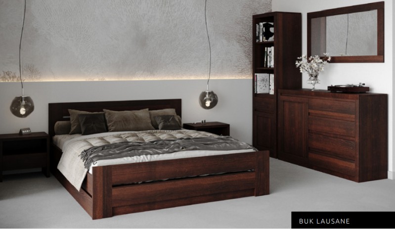 Manželská postel z masivu LK192 BOX buk