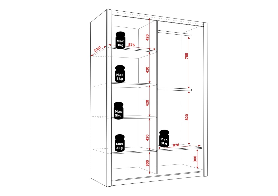 Posuvná šatní skříň BONNO 180