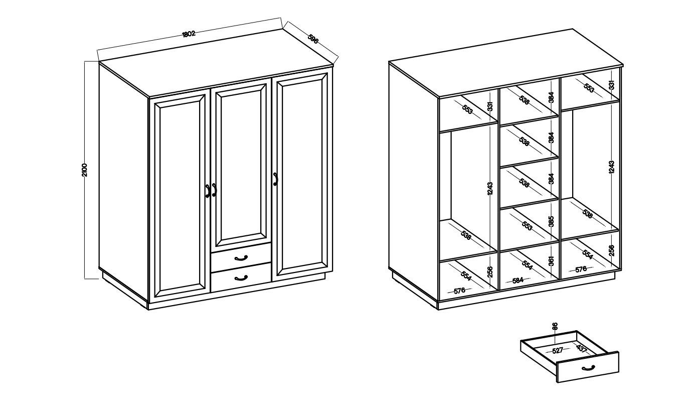 Šatní skříň FLAVIA WHAR 3D2S